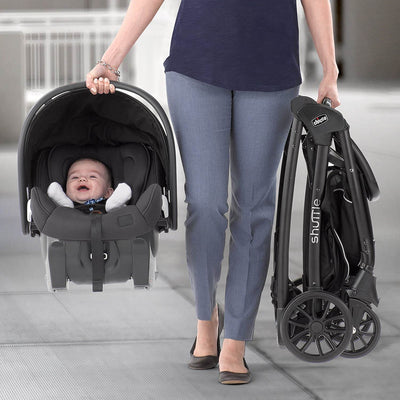 Chicco KeyFit Rear Facing Infant Car Seat Bundle with Shuttle Frame Stroller
