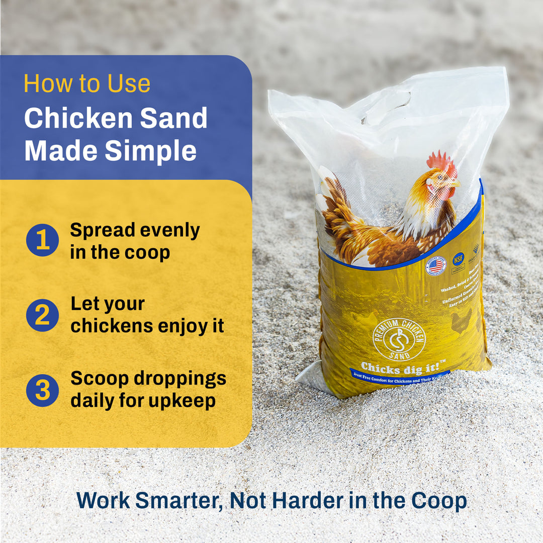 Premium Chicken Sand, Odor Eliminating Bedding for Chicken Coops, 50 Lb Bag