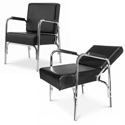 PureSana 2 Pack Chromium Ella Professional Auto Reclining Shampoo Chair, Black - VMInnovations