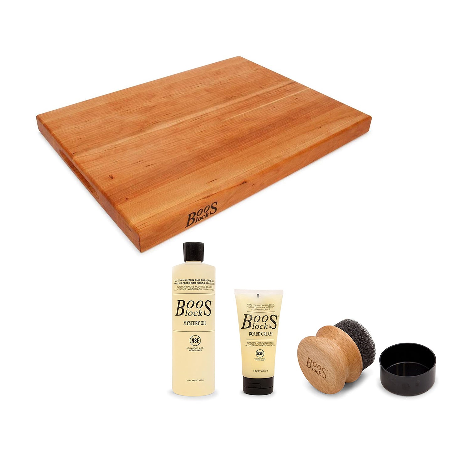 John Boos 20 x 15" Cutting Board Block w/ 3 Piece Cutting Board Maintenance Set - VMInnovations