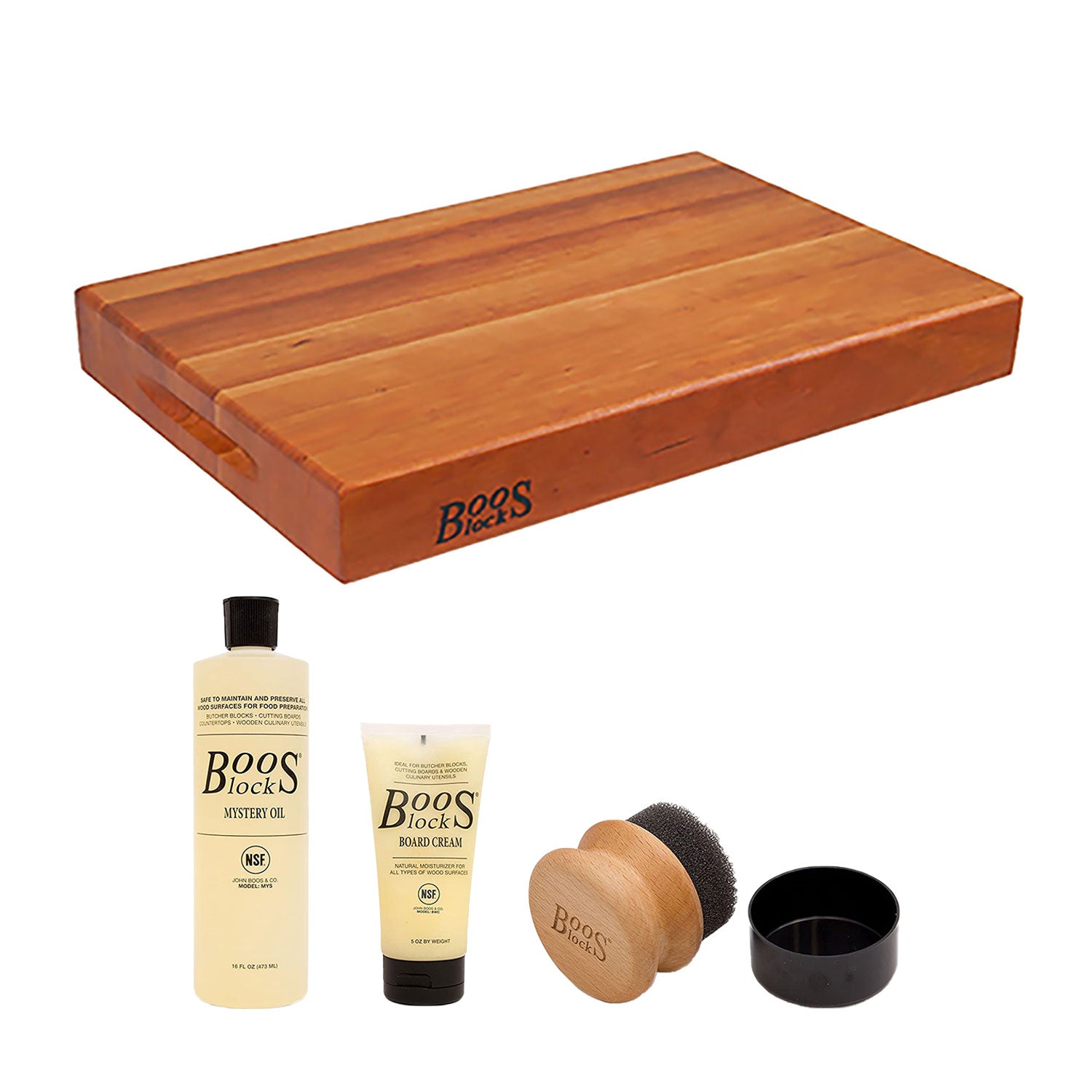 John Boos Cherry Wood 18 Inch Reversible Cutting Board & 3 Piece Maintenance Set - VMInnovations
