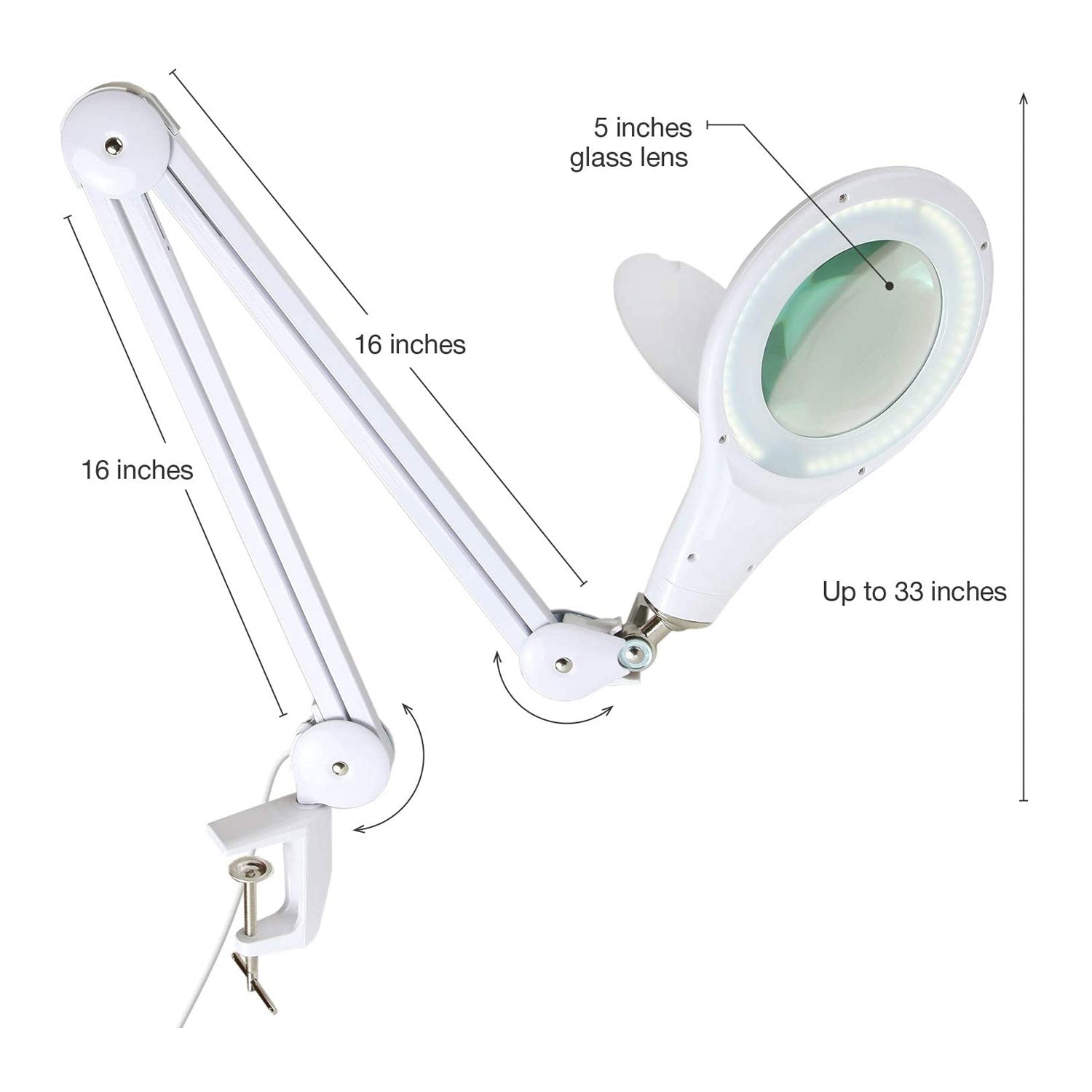 Brightech Lightview Pro LED 2.25x Clamp Magnifier Desk Lamp, White (Open Box)