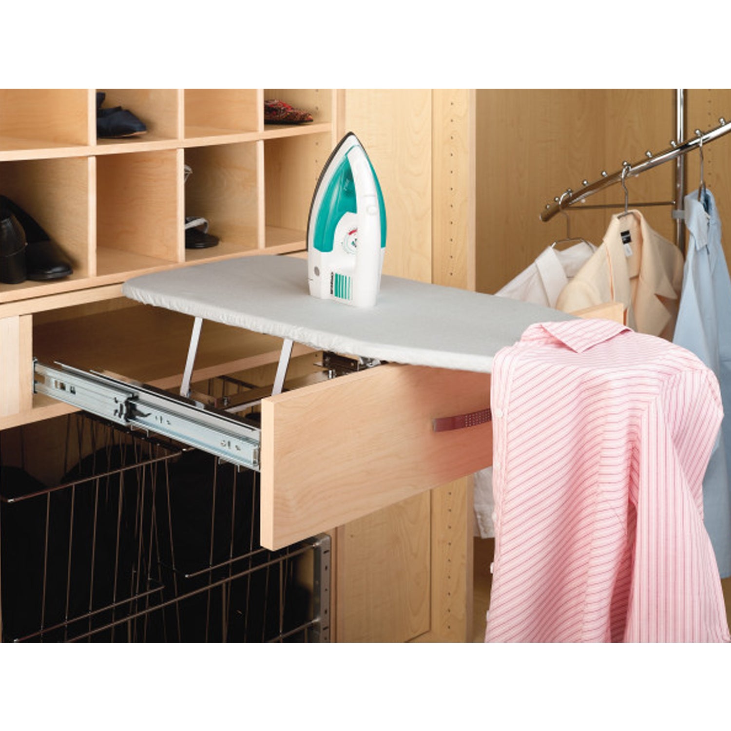 Rev-A-Shelf Retractable Pullout Stowaway Closet Ironing Board, Gray, CIB-16CR - VMInnovations