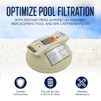 Pentair 178553 Almond Lid Assembly Replacement Pool and Spa Cartridge Filter - VMInnovations