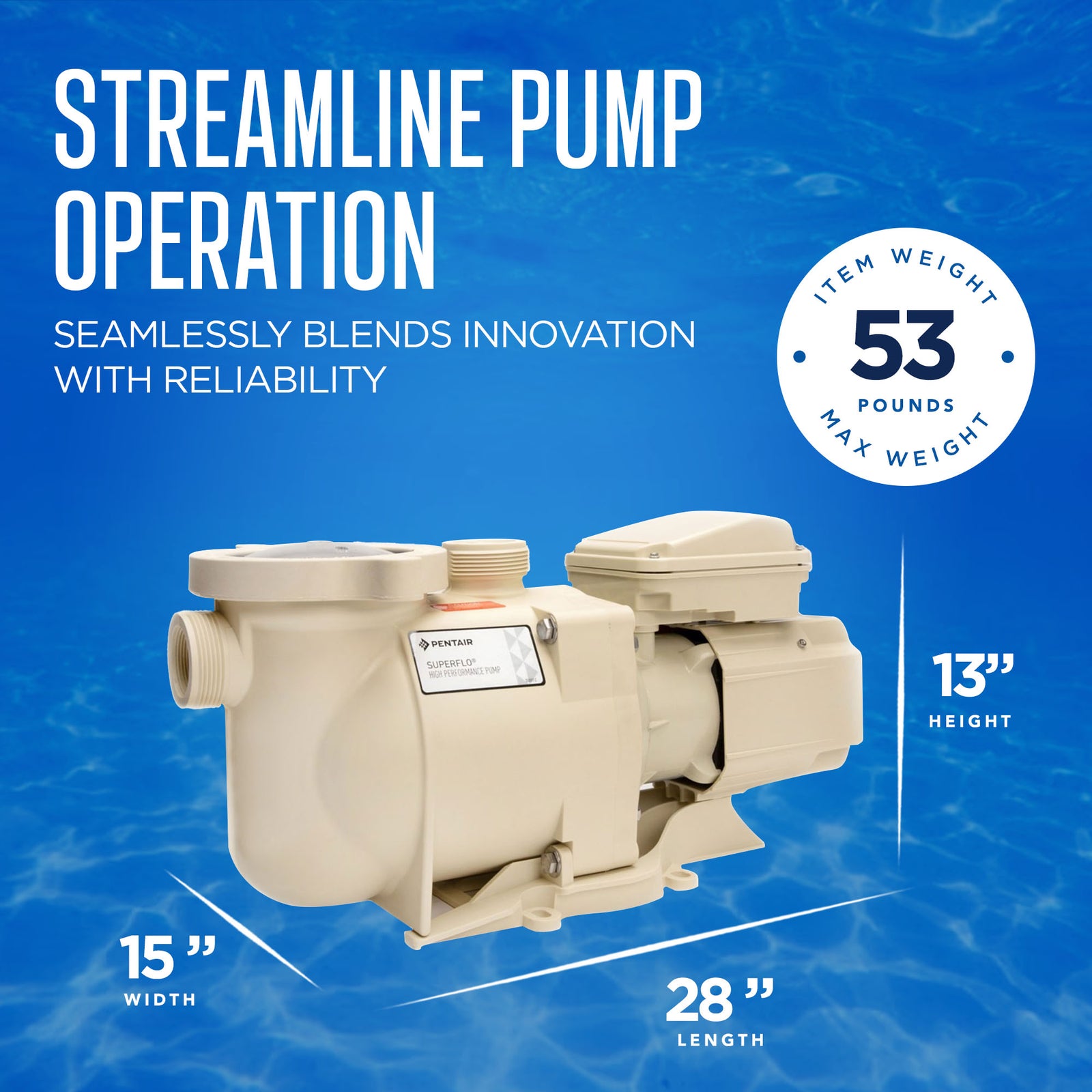 Pentair Stainless Steel Corded Electric SuperFlo High Performance Pump, Beige - VMInnovations
