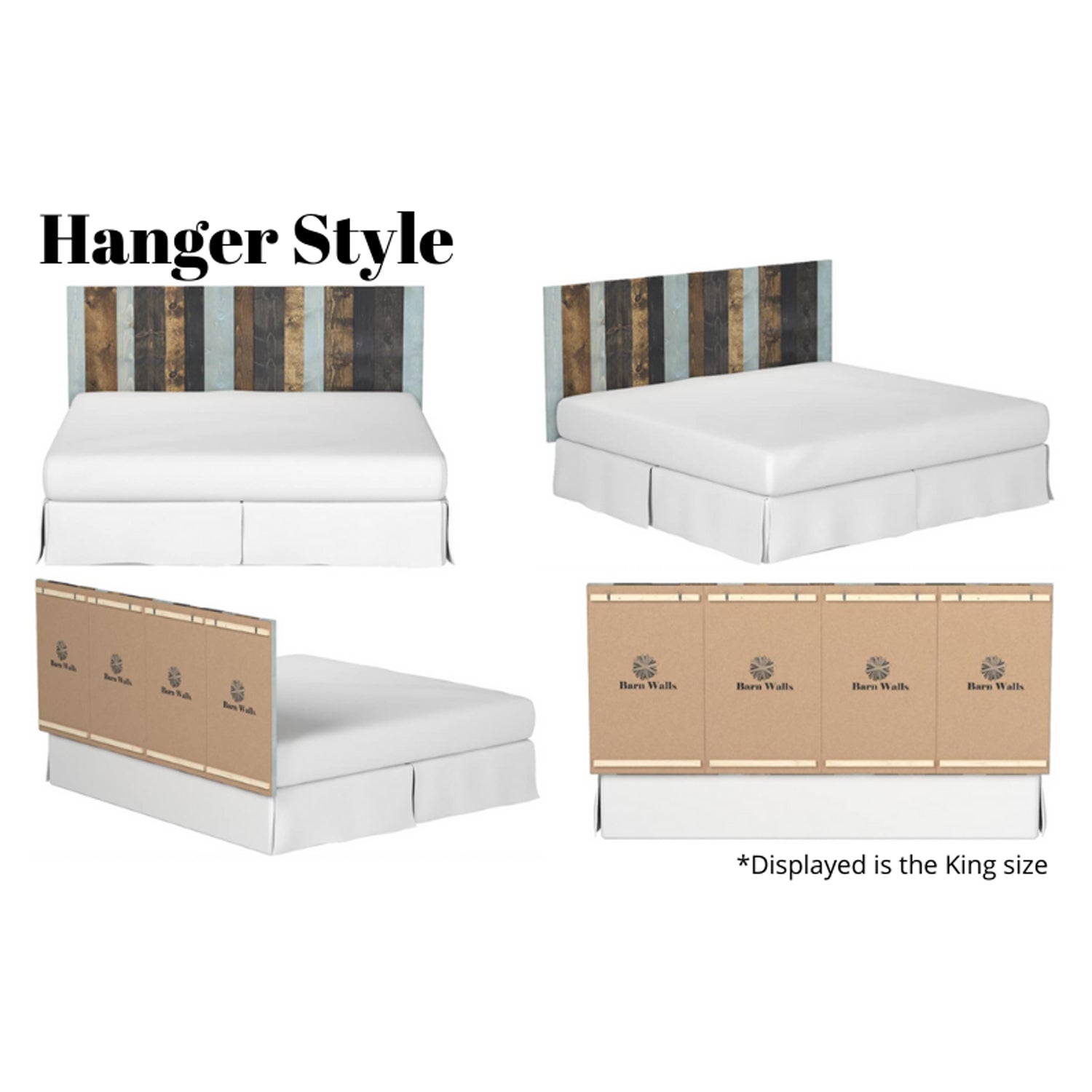 Barn Walls Floating Hanger 4 Panel Wall Headboard, All Terrain, California King