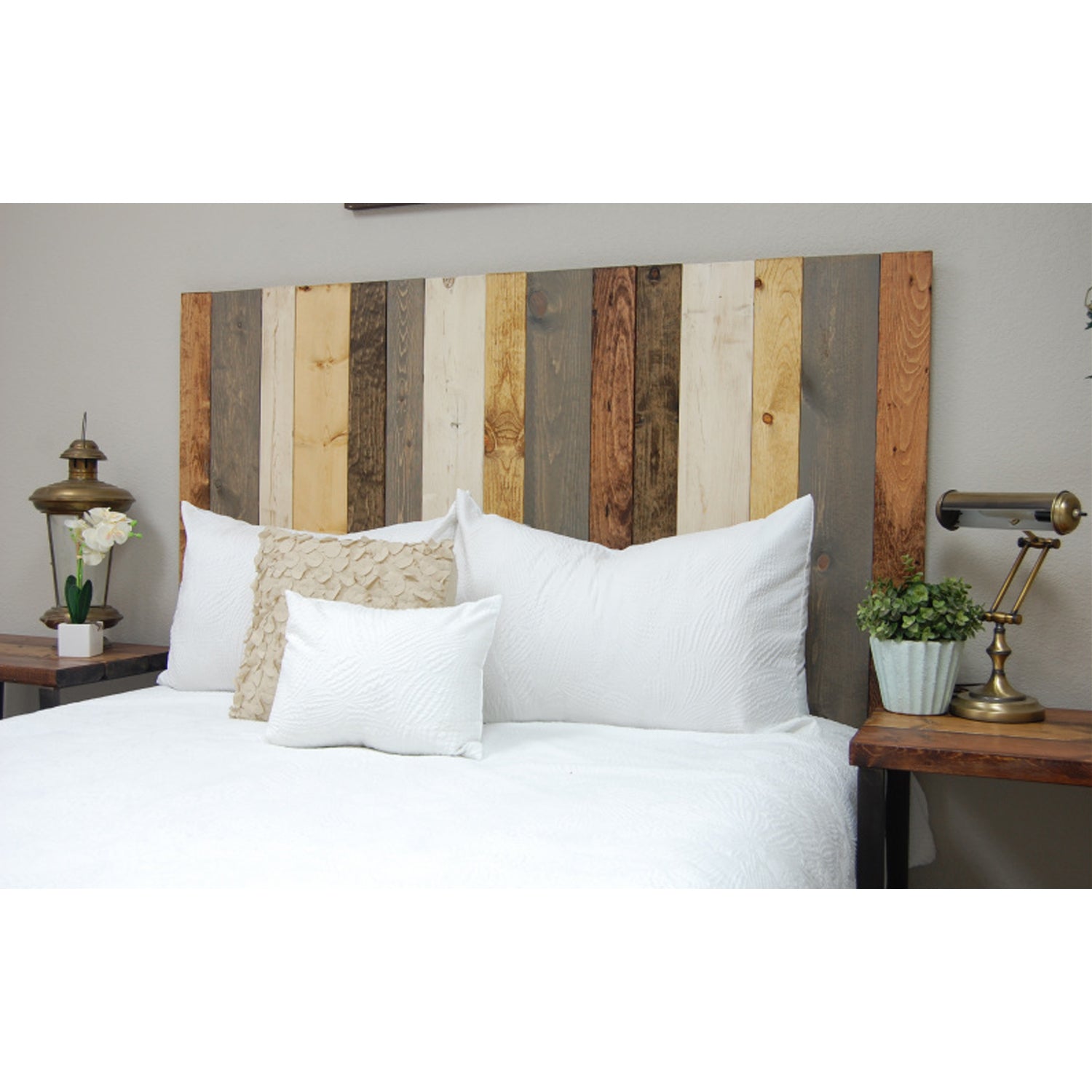 Barn Walls Floating Hanger Handcrafted 4 Panel Wall Headboard, King (Open Box)