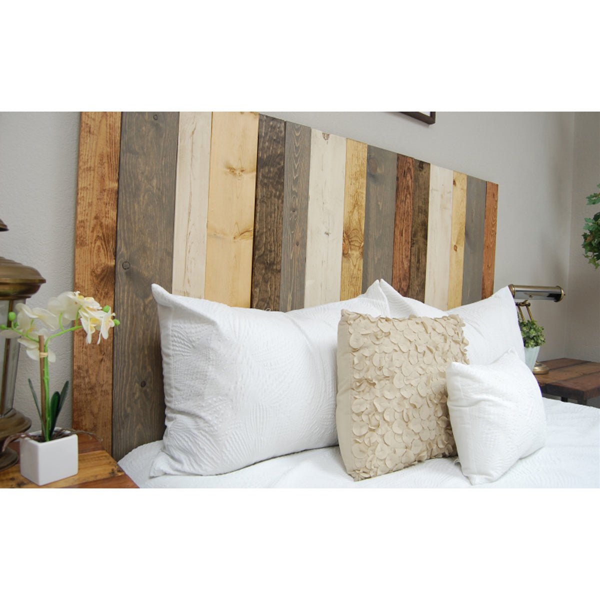Barn Walls Floating Hanger Handcrafted 4 Panel Wall Headboard, King (Open Box)