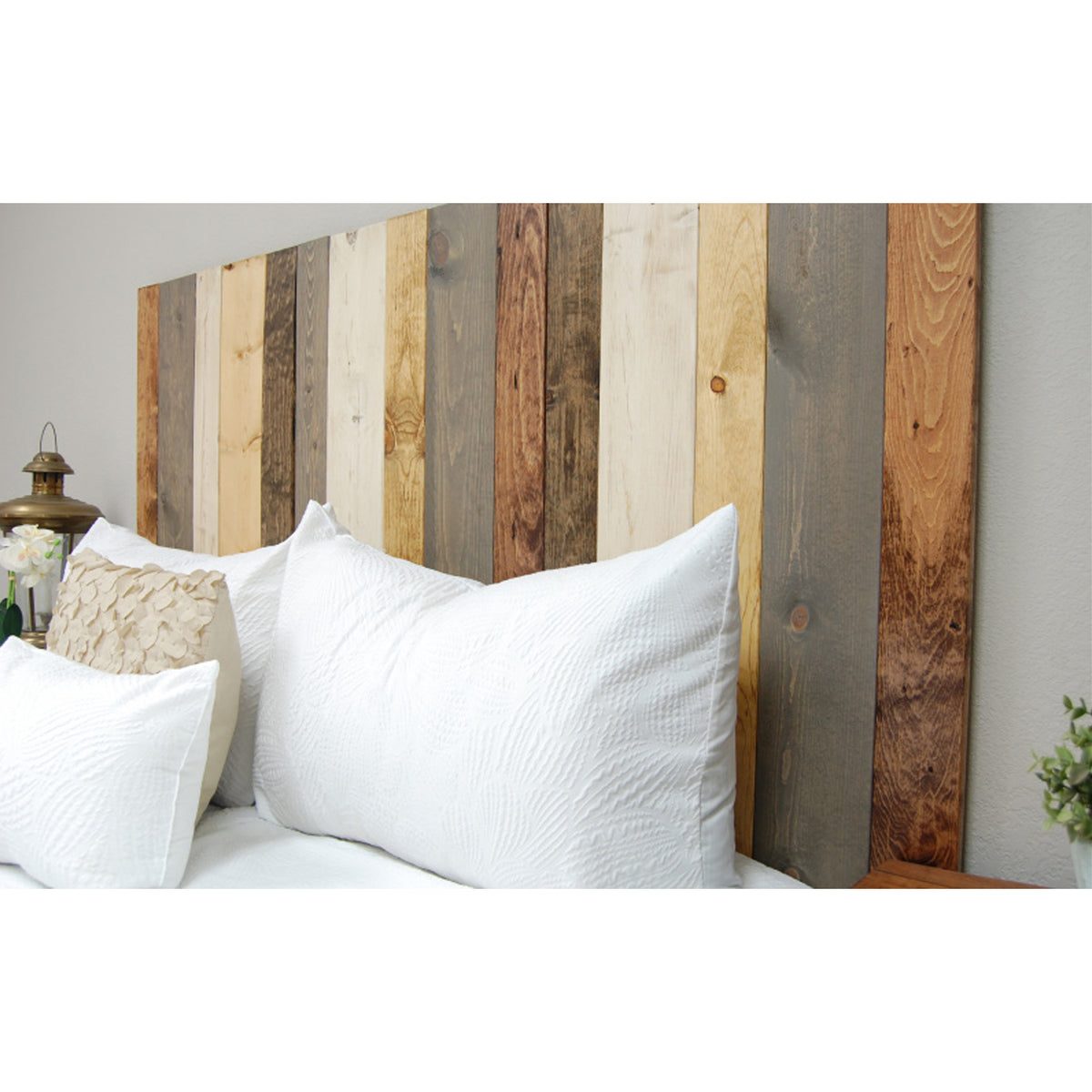 Barn Walls Floating Hanger Handcrafted 4 Panel Wall Headboard, King (Open Box)