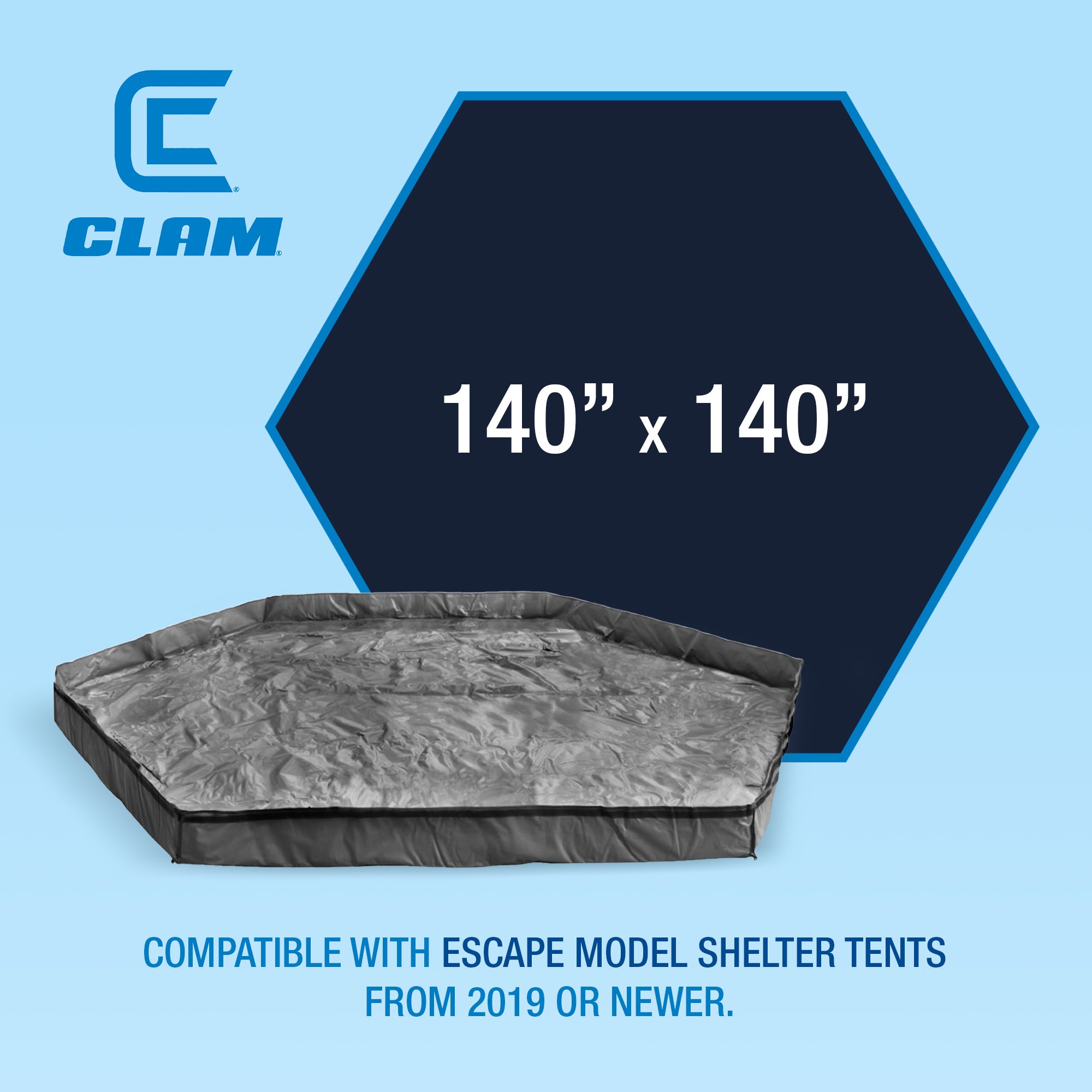 CLAM 140" x 140" Quick-Set Floor Cover Tarp Mat for Escape Shelter, Floor Only - VMInnovations