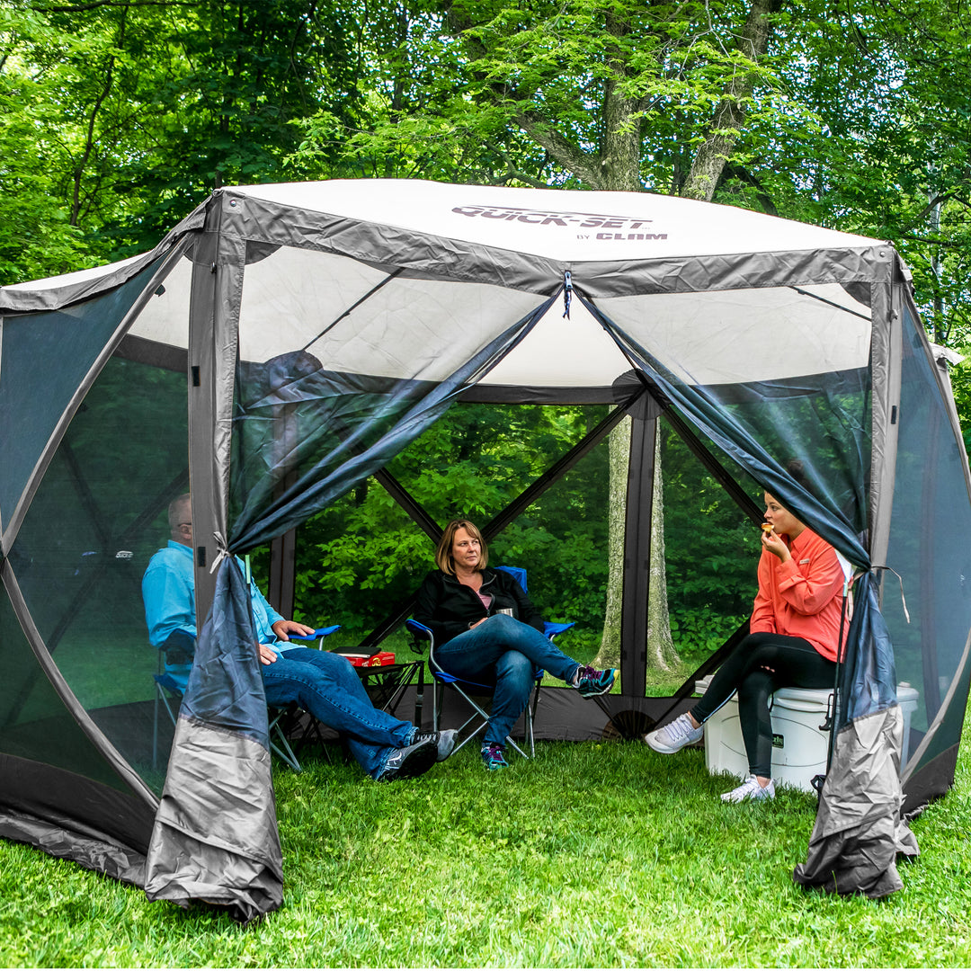 CLAM Quick Set Escape Portable Camping Gazebo Canopy Shelter, Gray (Open Box)