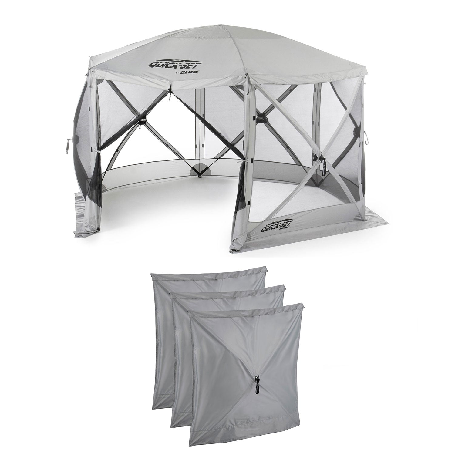 Clam Quick Set Escape Portable Canopy Shelter + Wind & Sun Panels (3 pack)