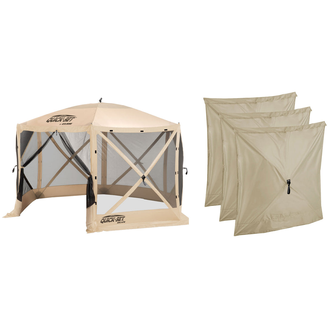 Clam Quick Set Escape Portable Canopy Shelter + Wind & Sun Panels (3 pack)