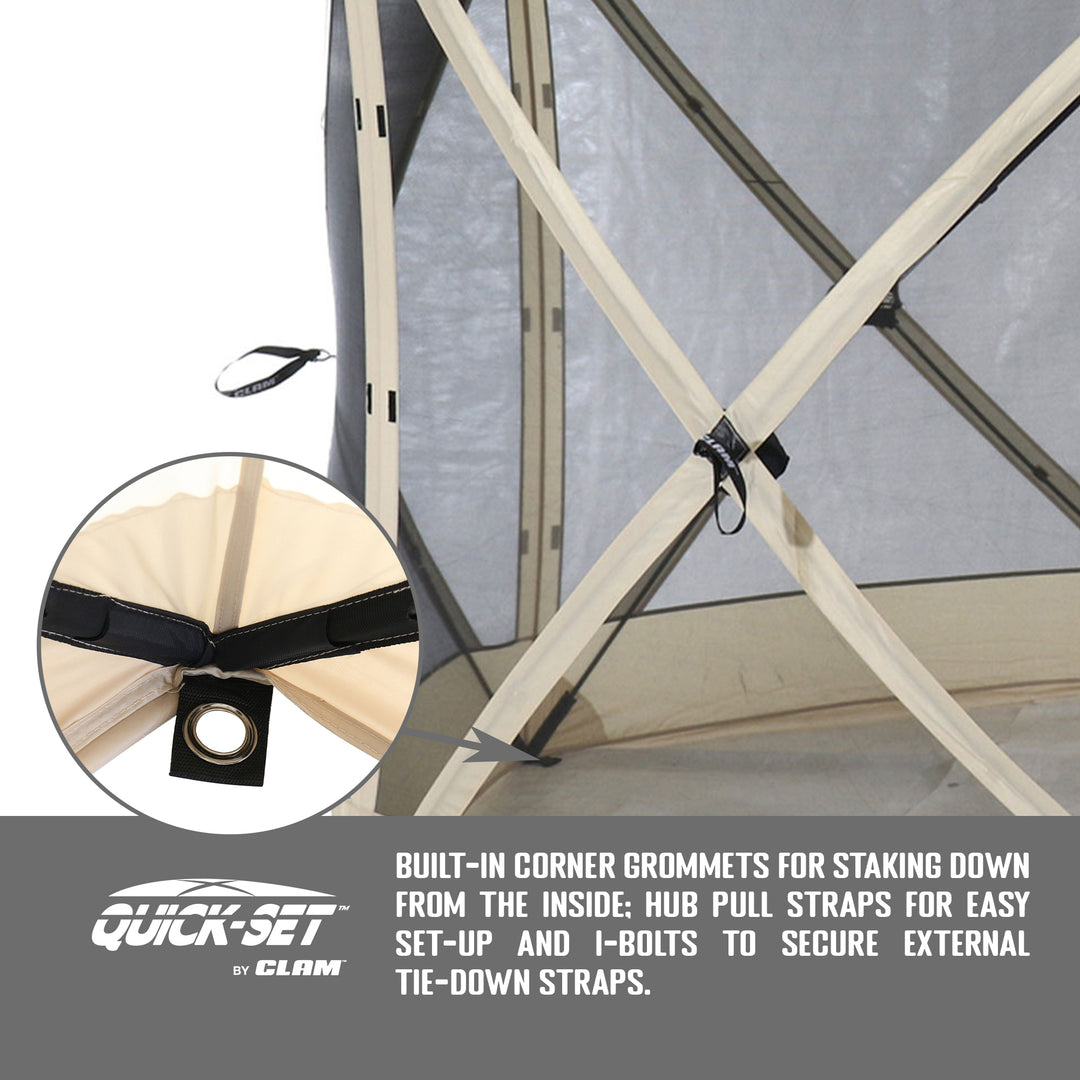 CLAM Quick-Set Escape Portable Outdoor Gazebo Canopy, Tan (Open Box) - VMInnovations