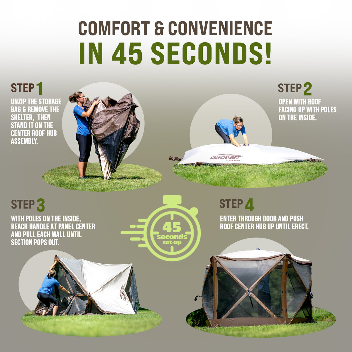 Clam Quick Set Escape Portable Camping Gazebo Canopy Shelter Screen, Tan (Used)