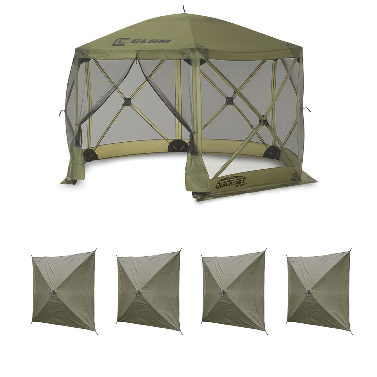 Clam Quick Set Escape Portable Canopy Shelter with Wind and Sun Panels (4 pack) - VMInnovations