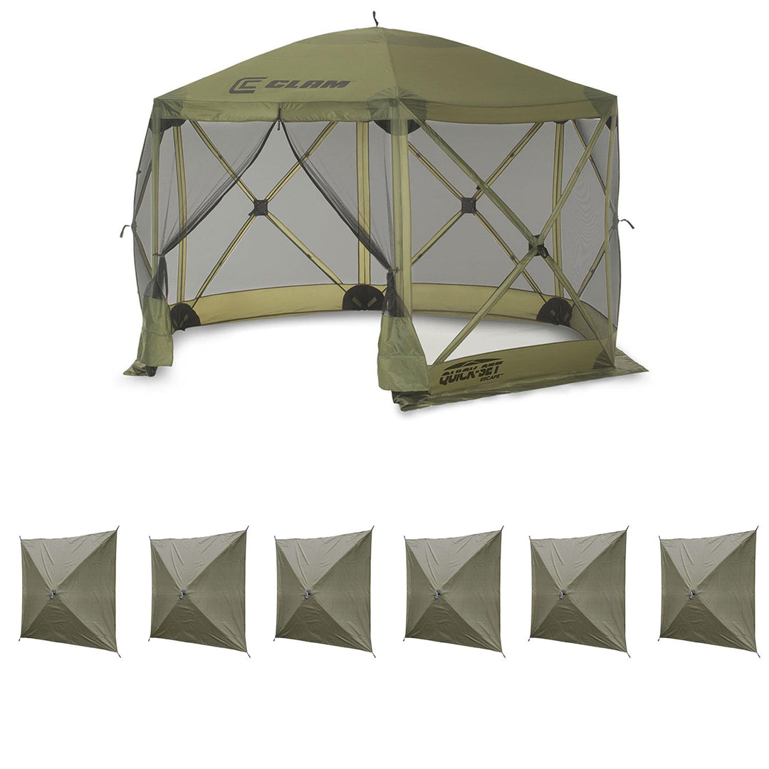 Clam Quick Set Escape Portable Canopy Shelter with Wind and Sun Panels (6 pack)