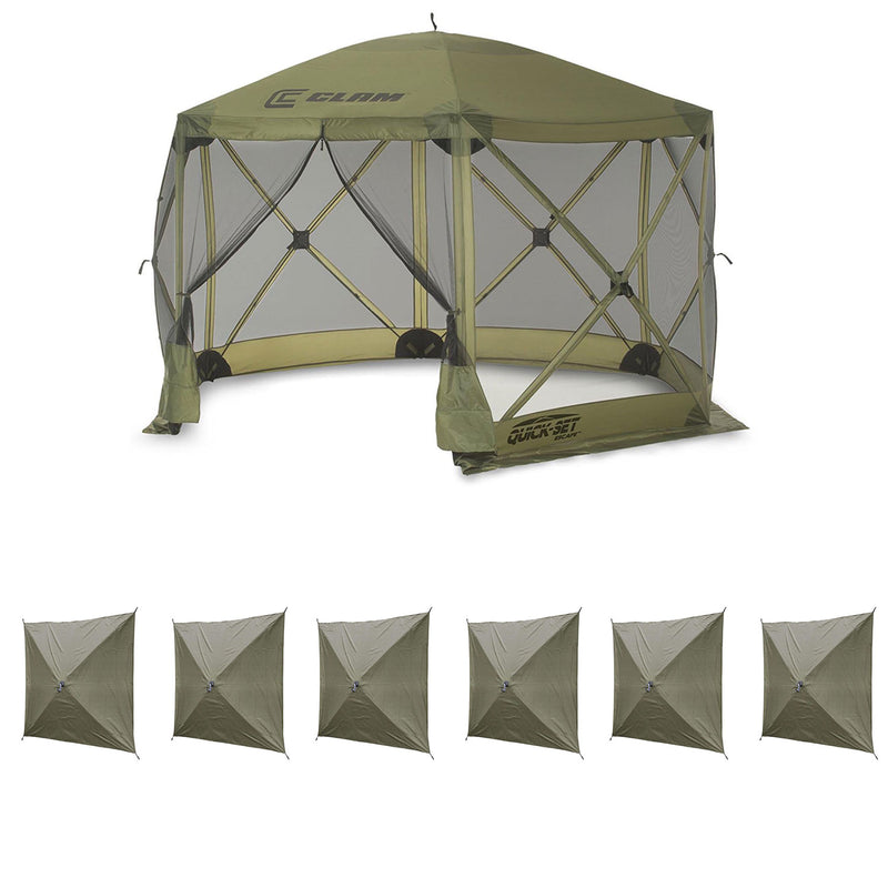 Clam Quick Set Escape Portable Canopy Shelter with Wind and Sun Panels (6 pack) - VMInnovations