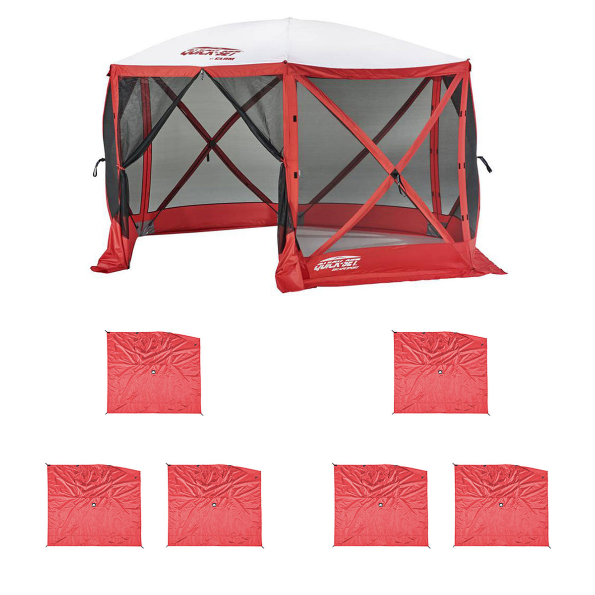 Clam Quick Set Escape Sport Tailgating Shelter Tent + Wind & Sun Panels (6 pack) - VMInnovations