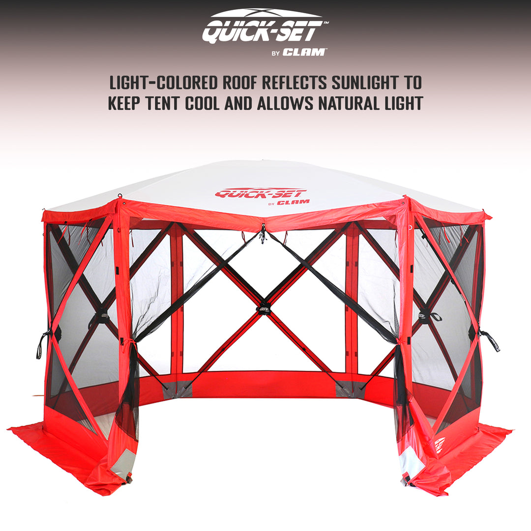 Quick-Set Escape Sport 11.5' 8 Person Camping Canopy Shelter Tent, Red (Used)