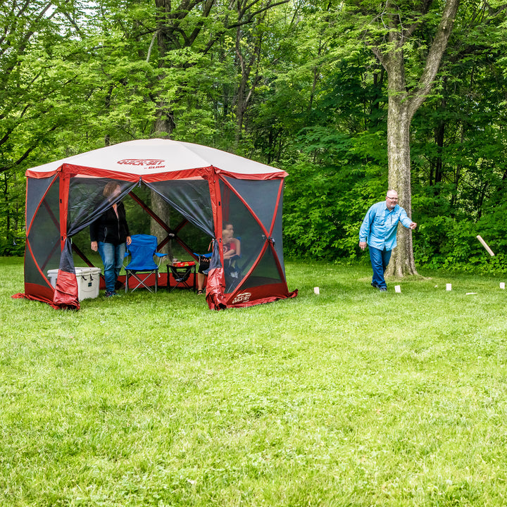 Quick-Set Escape Sport 11.5' 8 Person Camping Canopy Shelter Tent, Red (Used)