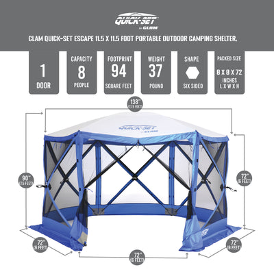 Quick-Set 14201 Escape Sport Pop Up Camping Canopy Gazebo Tailgate Tent (Used)