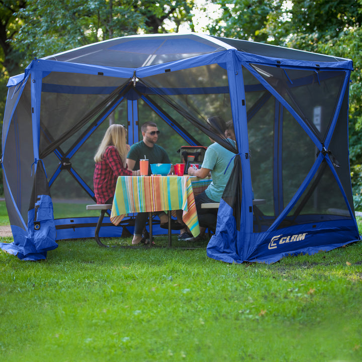 CLAM Quick-Set Escape Sport 11.5 x 11.5 Ft Tailgating Canopy Shelter Tent, Blue