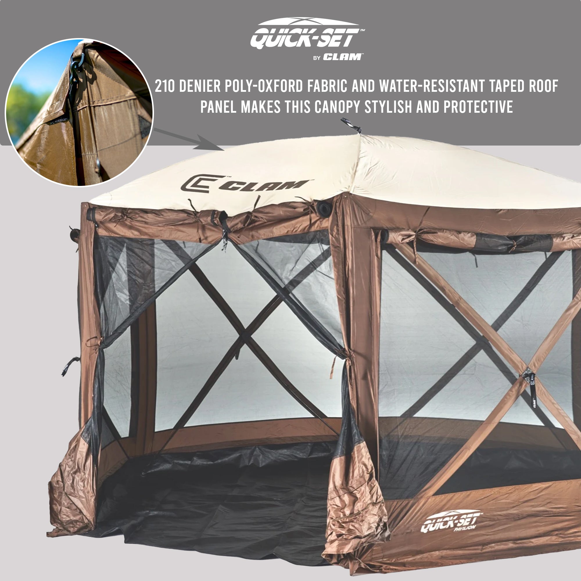 Clam Sky Camper Portable Gazebo Canopy, Brown (Open Box)