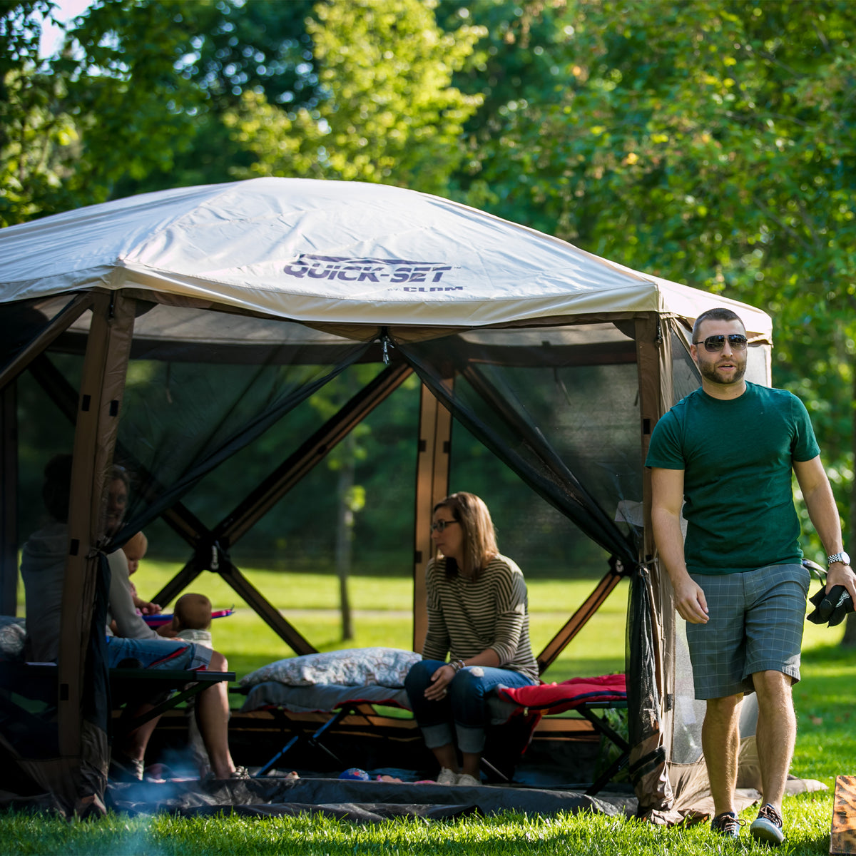 Clam Sky Camper Portable Gazebo Canopy, Brown (Open Box)