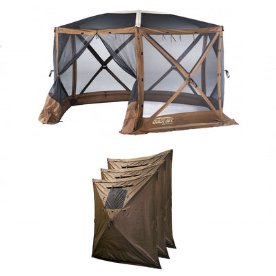 Clam Quick Set Escape Sky Screen Portable Gazebo + Wind & Sun Panels (3 Pack)