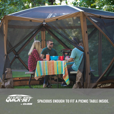 Clam Quick-Set Escape Sky Portable Outdoor Gazebo Canopy, Brown (Open Box)