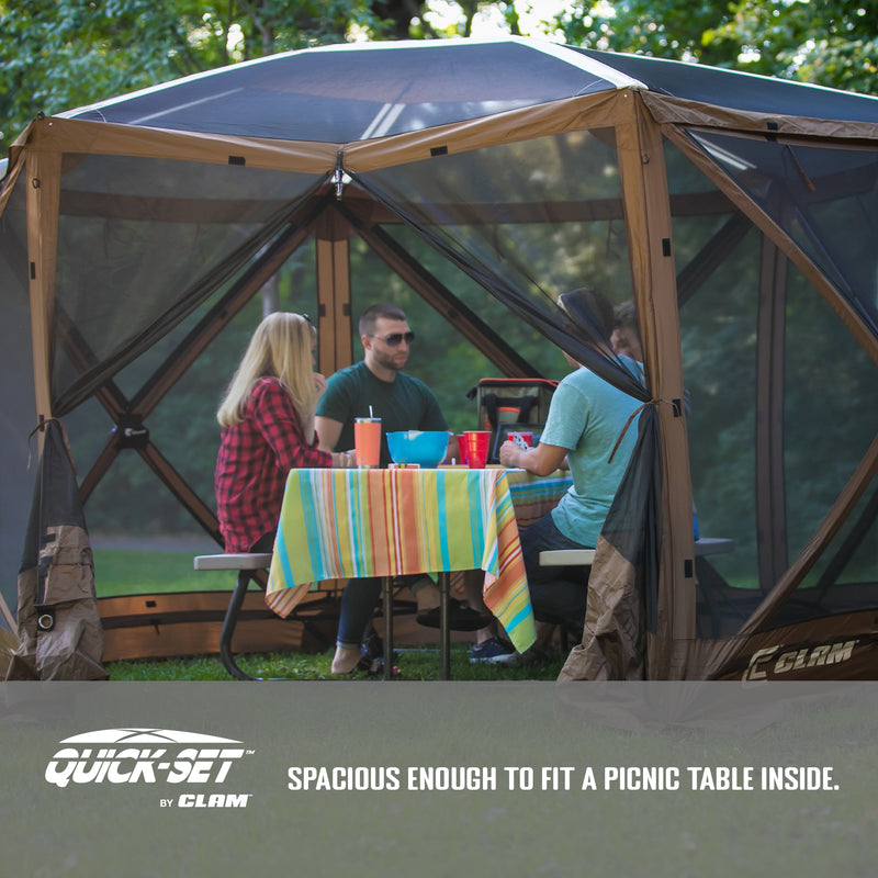 Clam Quick-Set Escape Sky Portable Outdoor Gazebo Canopy, Brown (Open Box)