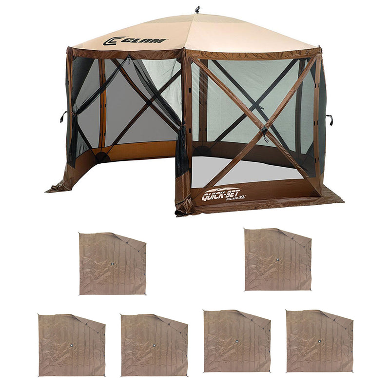 Clam Quick Set Escape XL Portable Gazebo Canopy + Side Wind Panels (6 Pack)
