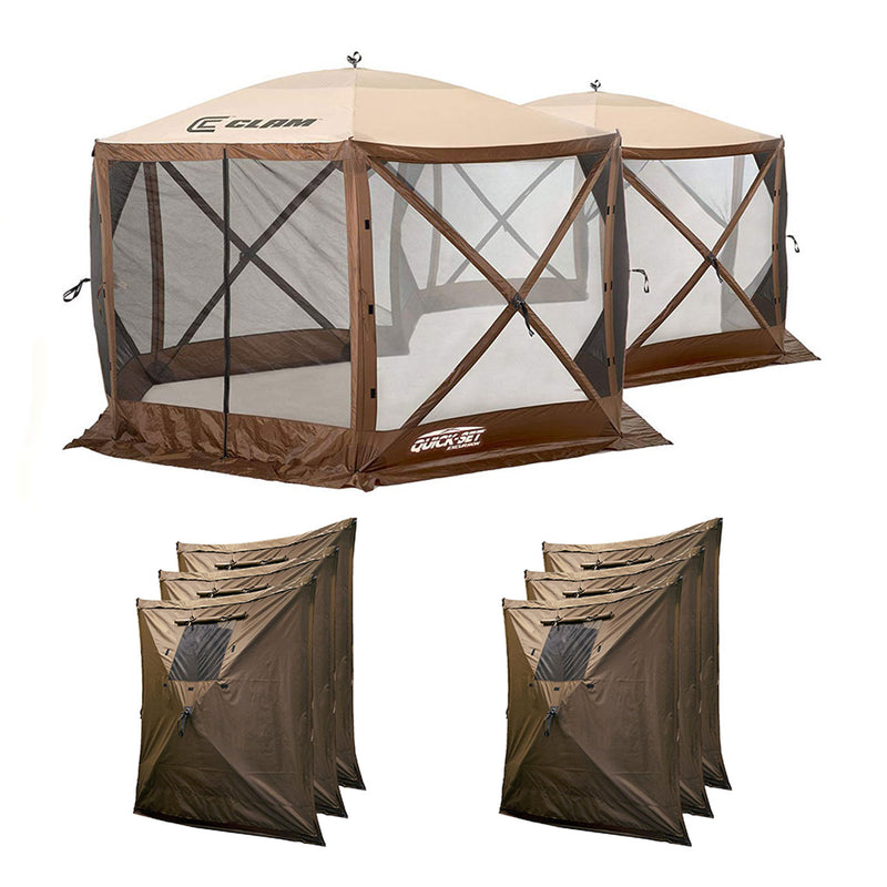 Clam Quick Set Excursion Canopy Screen Shelter + Wind & Sun Panels (6 Pack)