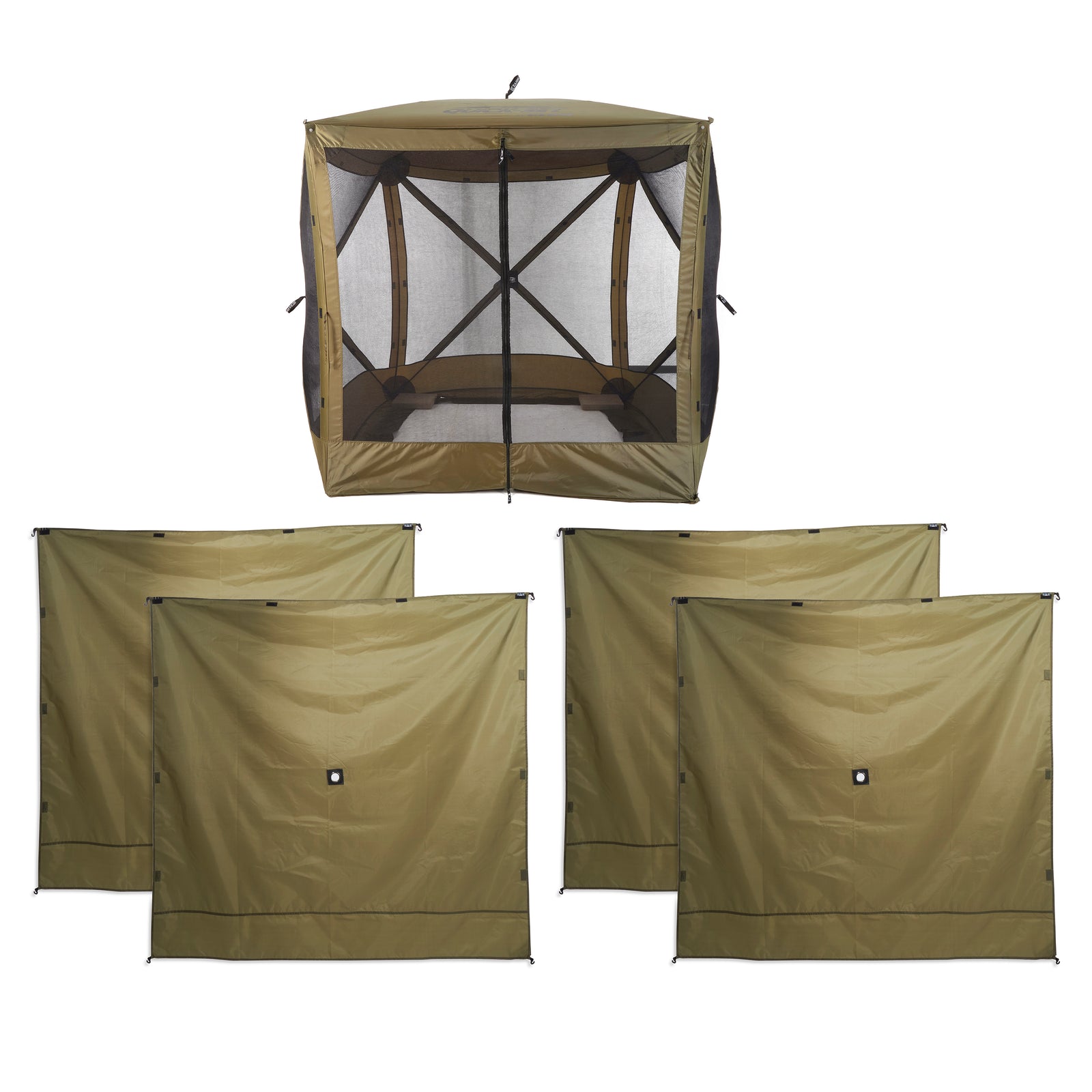 Clam Quick-Set Traveler Outdoor Screen Shelter w/Wind Panels (4 Pack), Green - VMInnovations