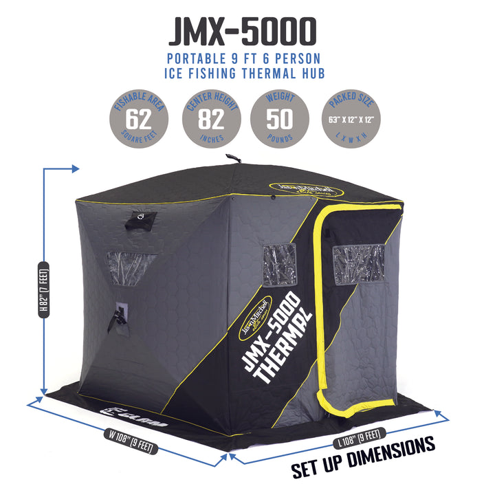 CLAM Portable 9 Ft 6 Person Ice Fishing Thermal Hub Shelter (Open Box)