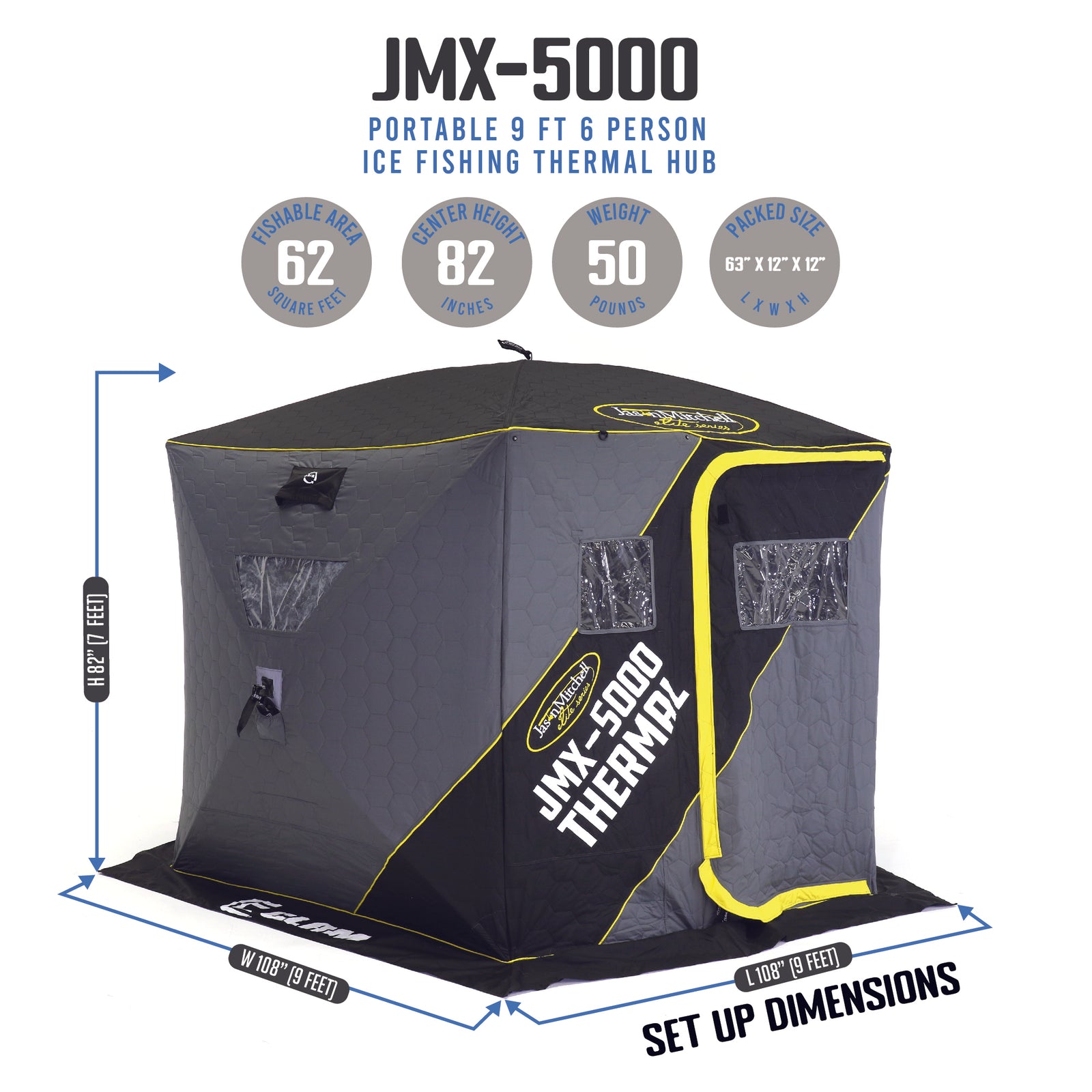 CLAM X5000 Portable 9 Ft 6 Person Ice Fishing Thermal Hub Shelter (Used) - VMInnovations