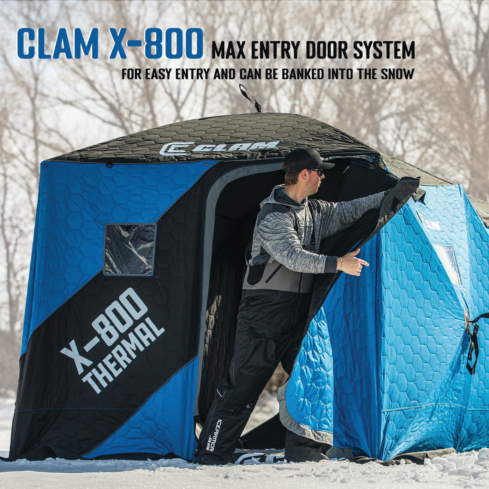CLAM Portable 15'x8' 7 Person Pop Up Ice Fishing Thermal Hub Shelter(Open Box)
