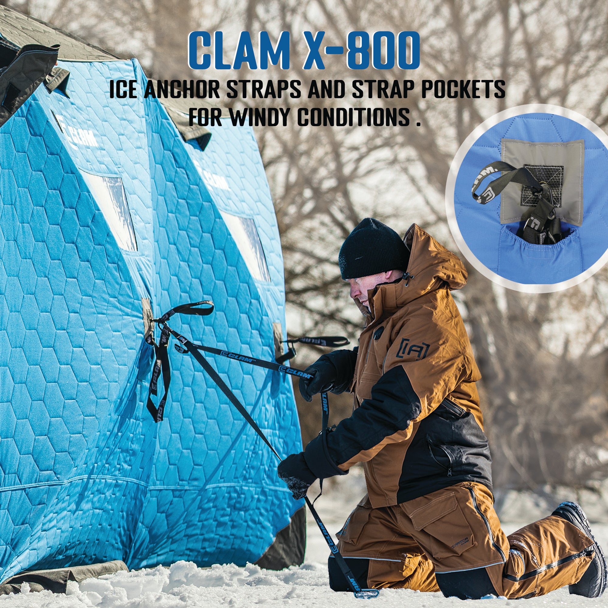 CLAM Portable 15'x8' 7 Person Pop Up Ice Fishing Thermal Hub Shelter(Open Box)