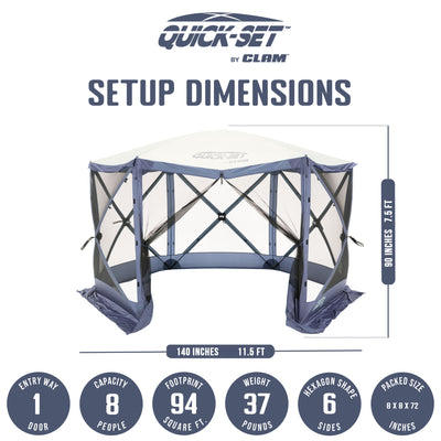 CLAM Quick-Set Escape 11.5' x 11.5' Portable Outdoor Canopy Shelter, Blue (Used) - VMInnovations