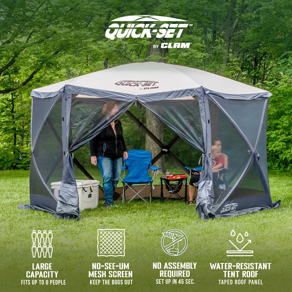 CLAM Quick-Set Escape 11.5' x 11.5' Portable Outdoor Canopy Shelter, Blue (Used) - VMInnovations