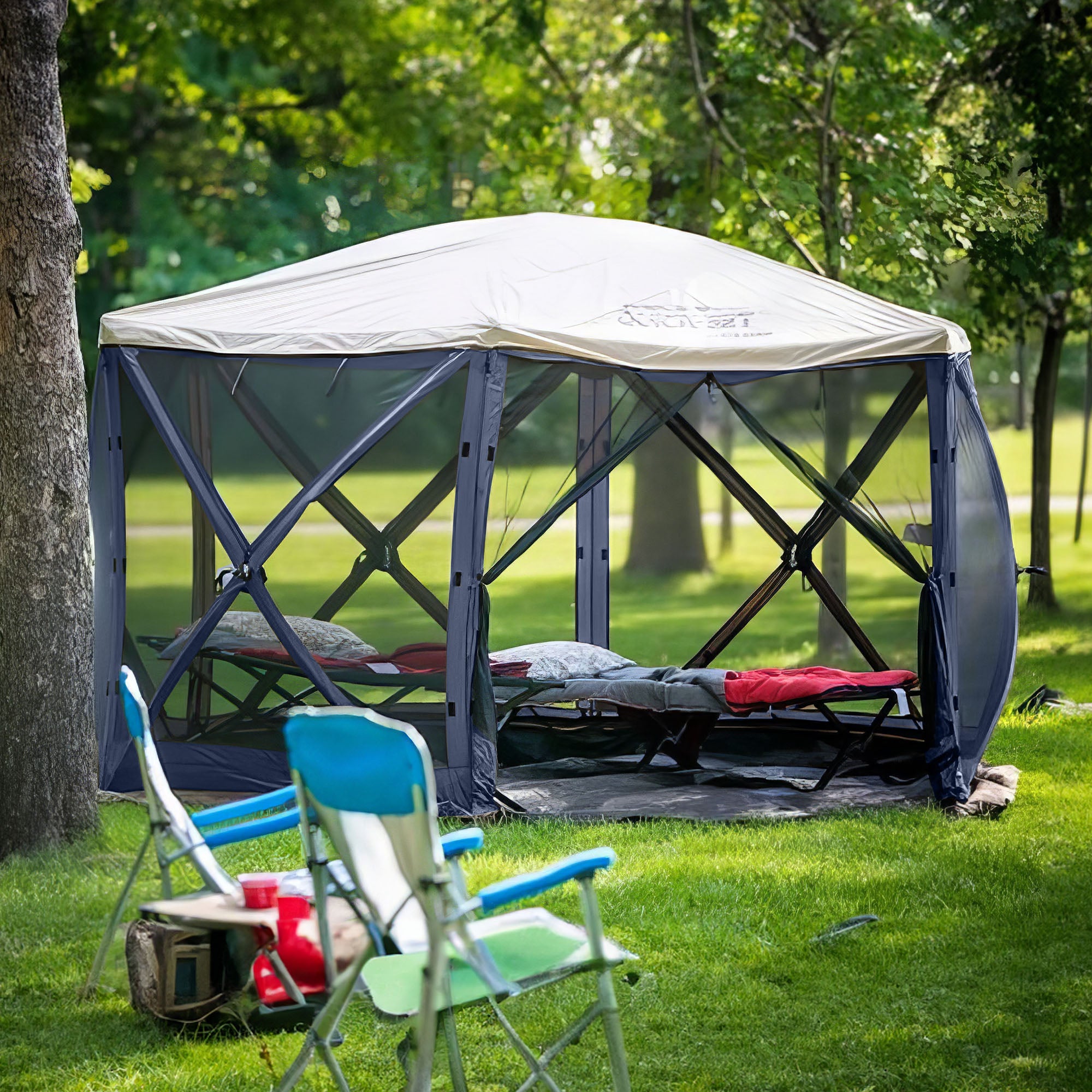 CLAM Quick-Set Escape 11.5' x 11.5' Portable Outdoor Canopy Shelter, Blue (Used) - VMInnovations