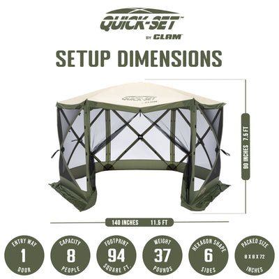 CLAM Quick-Set Escape 11.5 x 11.5 Ft Portable Canopy Shelter, Green/Tan (Used) - VMInnovations