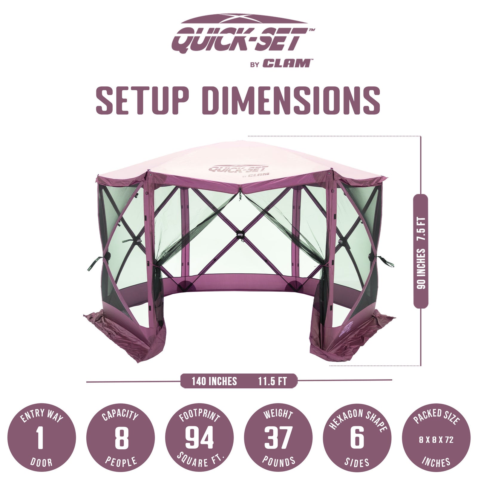 CLAM Quick-Set Escape 11.5x11.5 Foot Portable Outdoor Canopy Shelter, Plum(Used) - VMInnovations