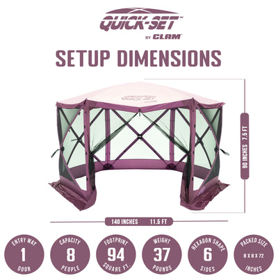 CLAM Quick-Set 11.5 x 11.5 Foot Portable Outdoor Canopy Shelter, Plum (Open Box) - VMInnovations