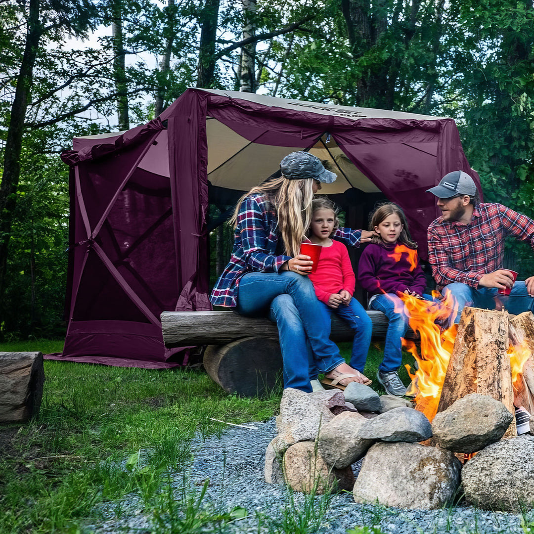 CLAM Quick-Set Pavilion 12.5 x 12.5 Ft Portable Outdoor Canopy , Plum (Open Box) - VMInnovations