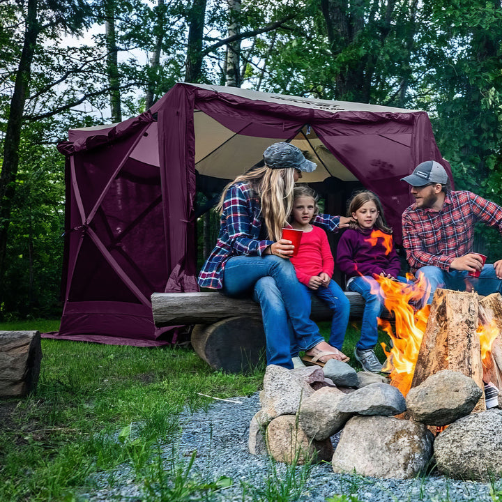 CLAM Quick-Set Pavilion 12.5 x 12.5 Ft Portable Outdoor Canopy , Plum (Open Box) - VMInnovations