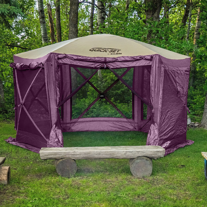 CLAM Quick-Set Pavilion 12.5 x 12.5 Ft Portable Outdoor Canopy , Plum (Open Box)