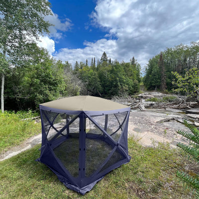 CLAM Quick Set Venture Canopy, Blue + Clam Quick Set Screen Hub Tent (2 Pack) - VMInnovations