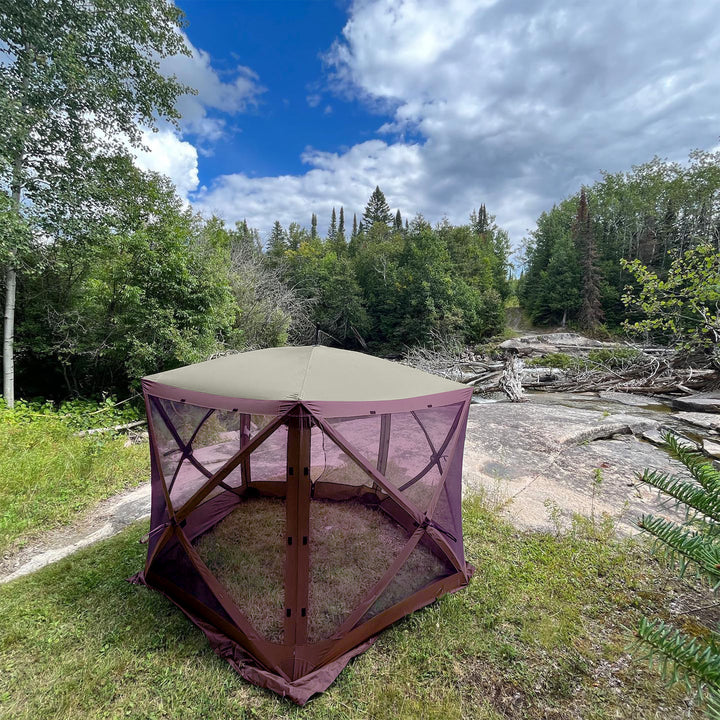 CLAM Quick-Set Venture 9x9 Ft Portable Outdoor Camping Canopy Shelter, Plum